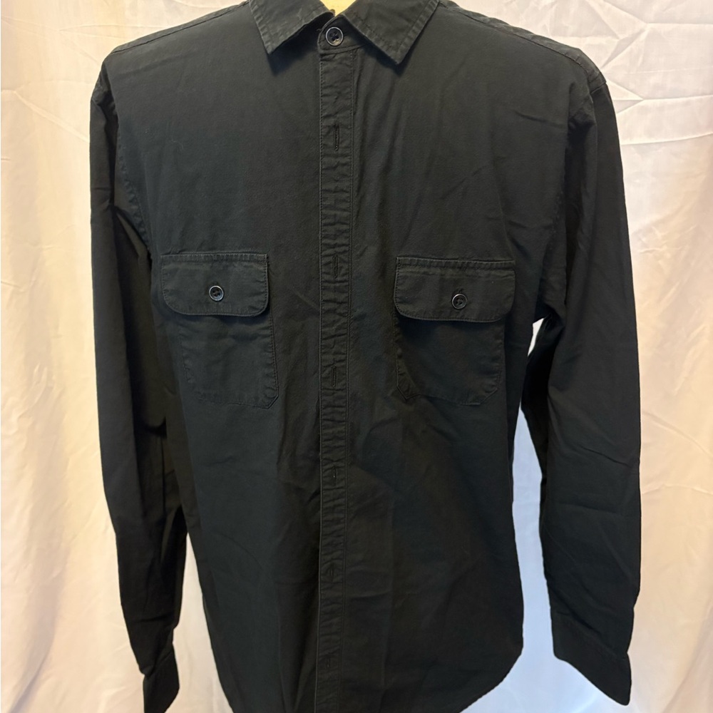 Alfani Black Cotton Button-Down Shirt